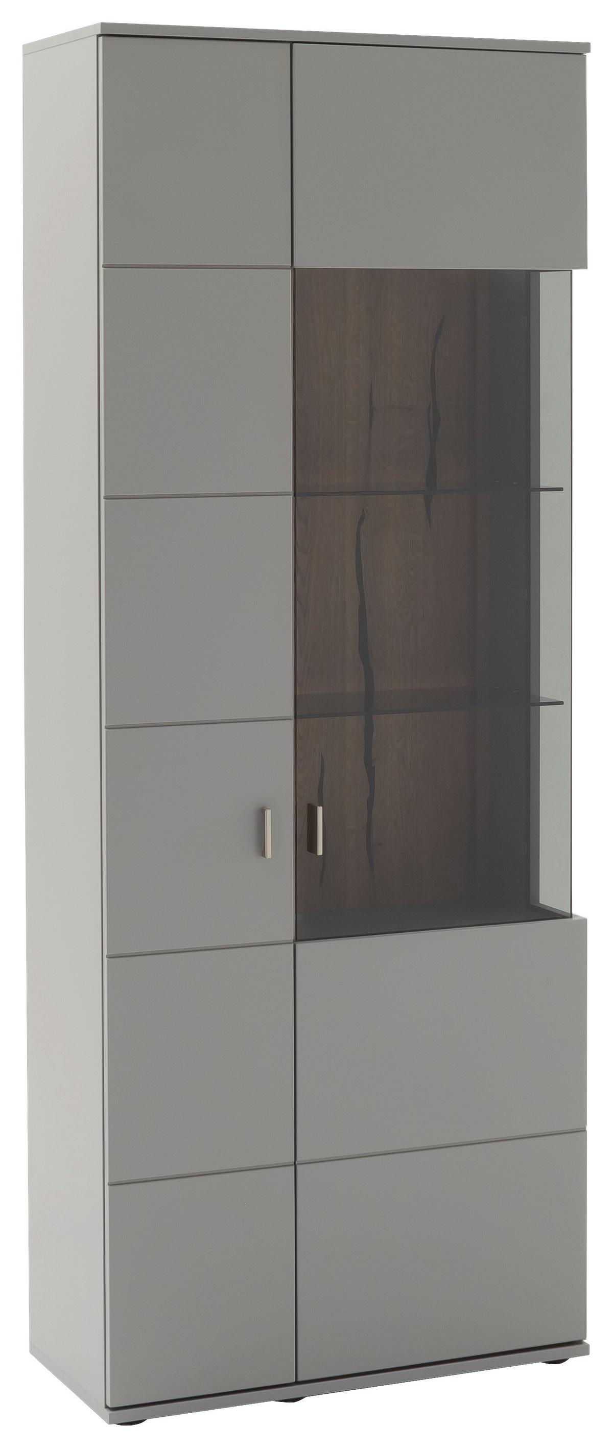 WITRYNA SEVILLA - kolor dębowy/czarny, Design, materiał drewnopochodny/tworzywo sztuczne (80/207/38cm) - MID.YOU
