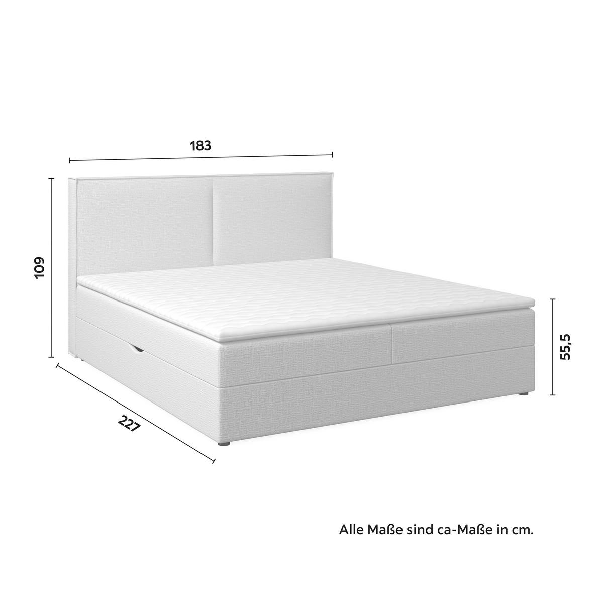 Boxbett Imola ca. 180x200 cm Creme inkl. Topper - Creme/Schwarz, Modern, Holz/Kunststoff (180/200cm) - Bessagi Home