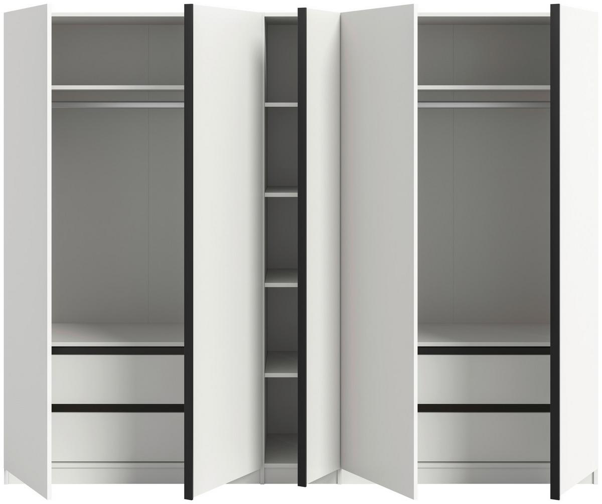 Drehtürenschrank Oakland Weiß - Schwarz/Weiß, MODERN, Holzwerkstoff (230/183/53cm) - MID.YOU