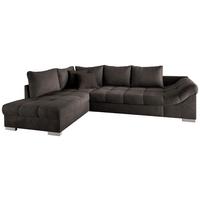 Wohnlandschaft Alvito Dunkelbraun Nylon/Mikrofaser - Dunkelbraun/Silberfarben, Design, Holz/Textil (202/298cm) - MID.YOU