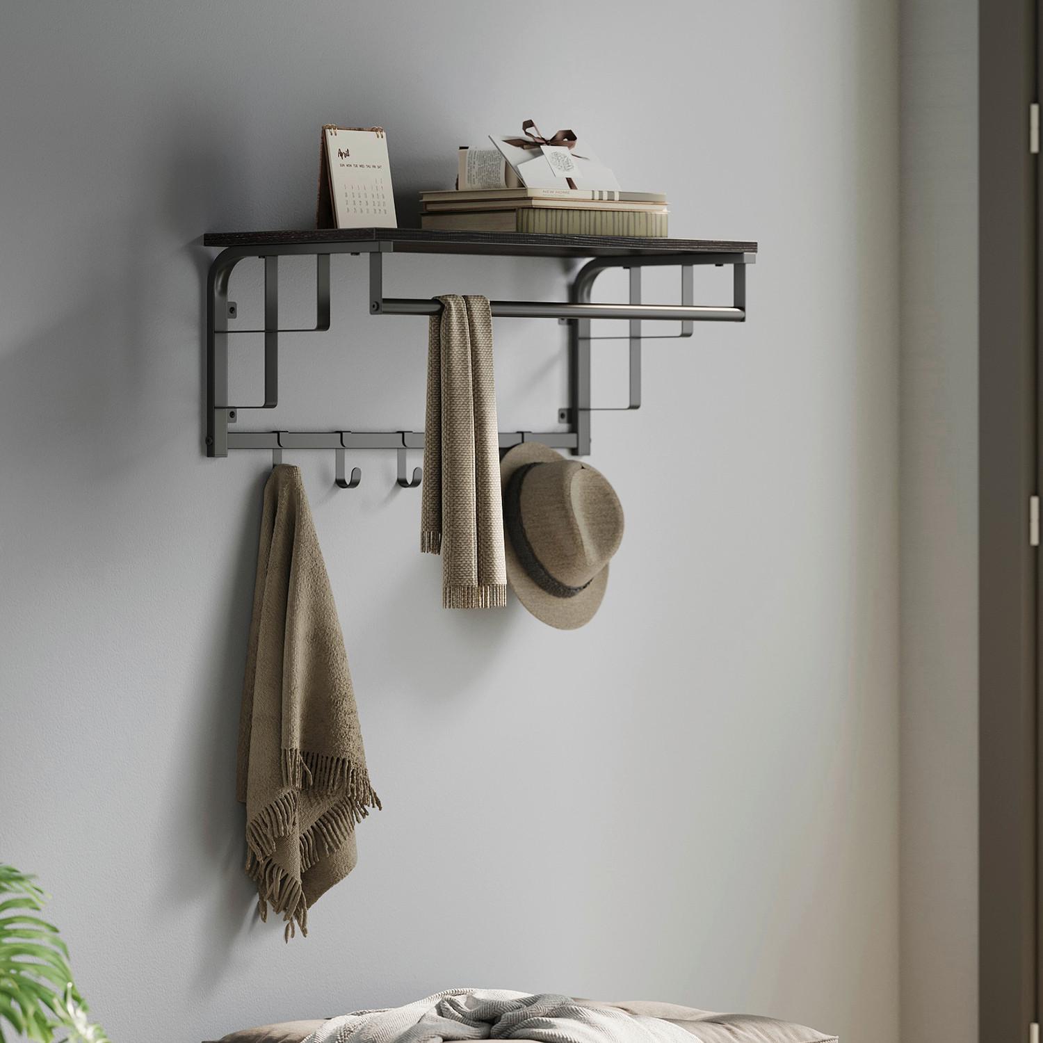 WANDGARDEROBE COAT RACK - Dunkelbraun/Schwarz, MODERN, Holzwerkstoff/Metall (66/27/30cm) - MID.YOU