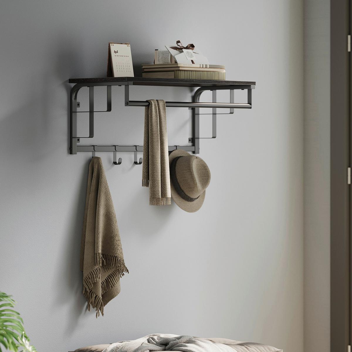 WANDGARDEROBE COAT RACK - Dunkelbraun/Schwarz, MODERN, Holzwerkstoff/Metall (66/27/30cm) - MID.YOU