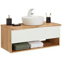 Waschtischkombi in Eiche/Weiß - Weiß, LIFESTYLE, Keramik/Holzwerkstoff (10/55/47cm) - Premium Living