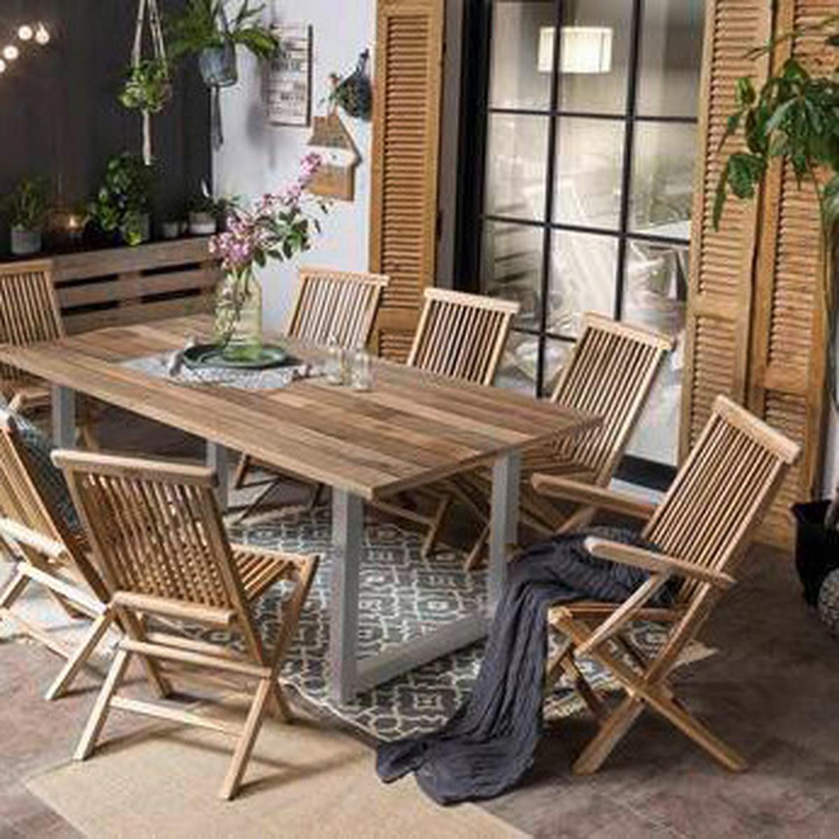 Gartenklappstuhl-Set 2er-Set Naturfarben - Naturfarben, Design, Holz (47/89/57cm) - Gardenson