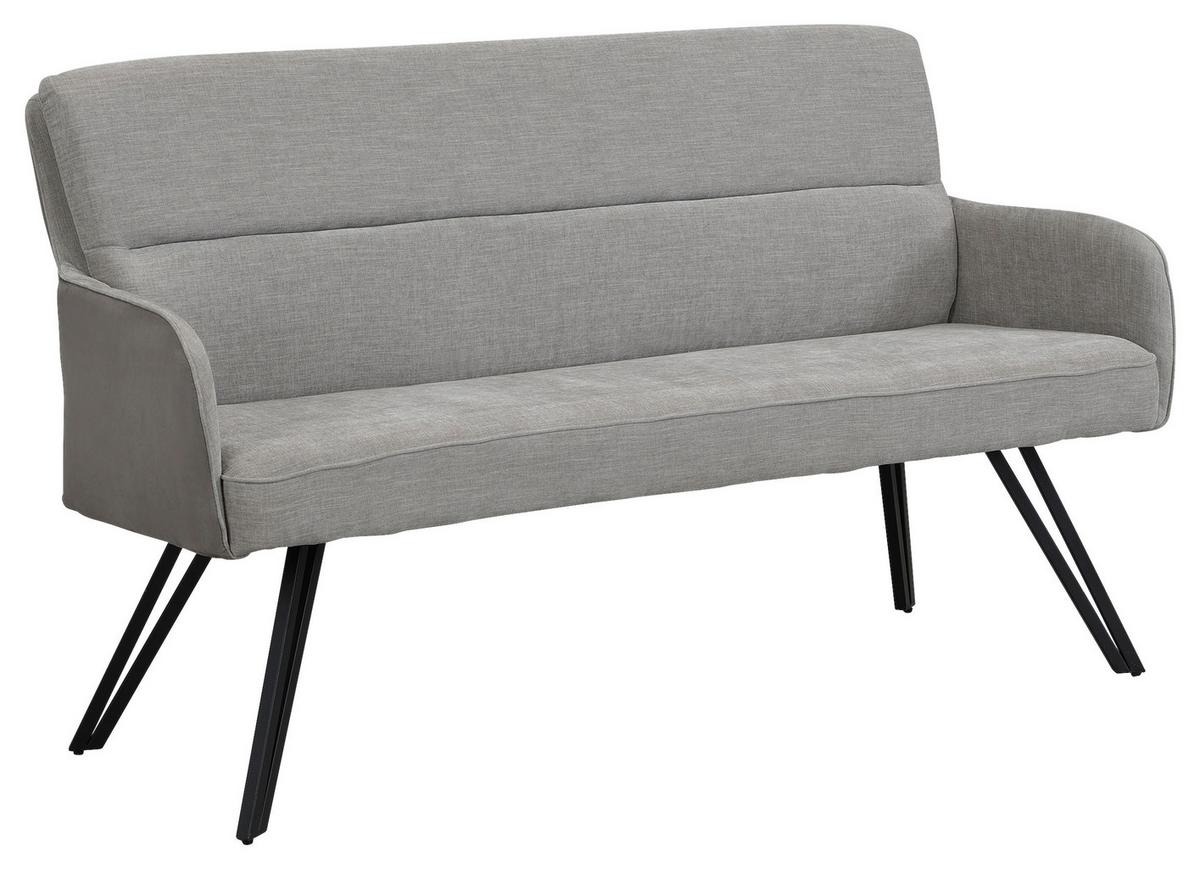 SITZBANK TINO - Hellgrau/Schwarz, MODERN, Textil/Metall (140/94/67cm) - MID.YOU