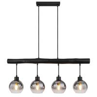 Hängeleuchte Moitas in Grau/Schwarz max. 40 Watt - Schwarz/Grau, Design, Glas/Holz (85/15/120cm) - Globo