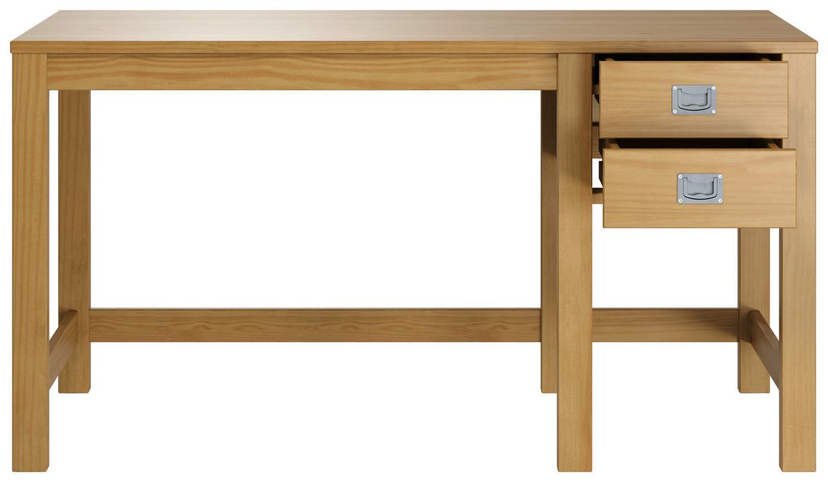 BIURKO ETERNO - kolor srebrny/kolor naturalny, Natur, materiał drewnopochodny/metal (140/60/75cm) - Livetastic