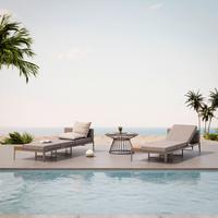 Gartenliege Flo in Grau/Teakfarben - Dunkelgrau/Grau, Modern, Holz/Metall (201/81/61,5cm) - Mömax