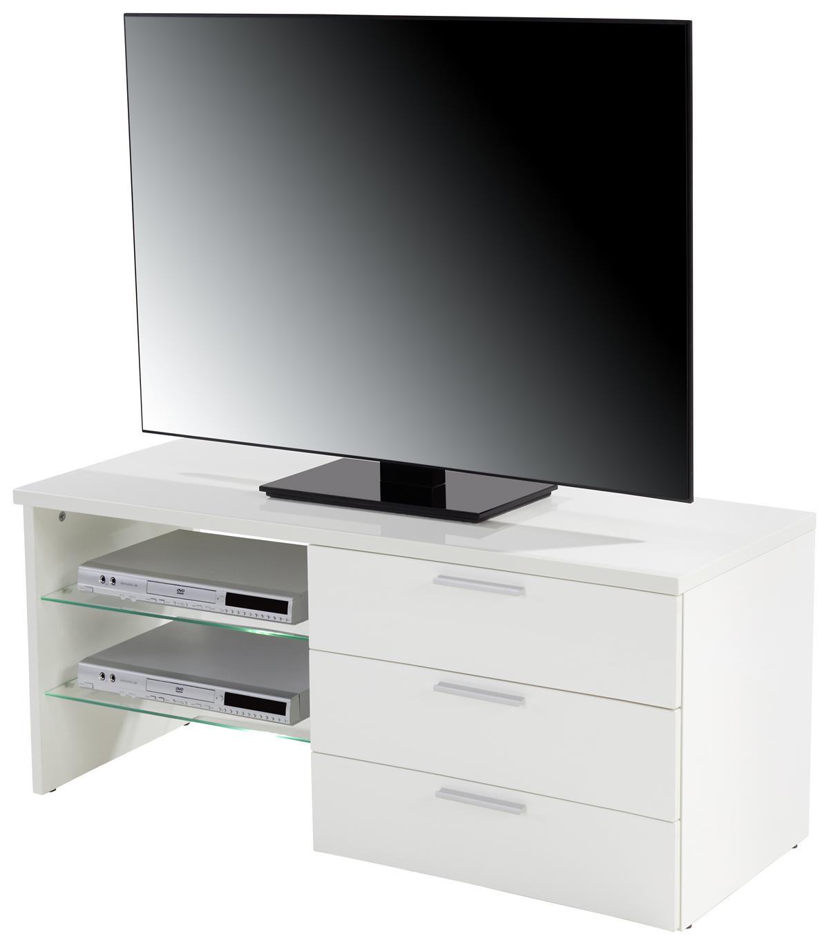 Măsuță TV MERLIN II NEW - alb, Modern, material pe bază de lemn (118,4/47/39,5cm) - Modern Living