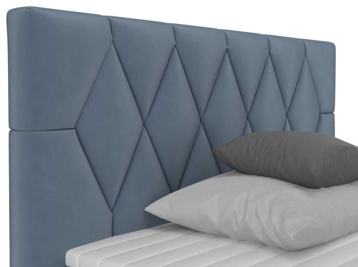 Boxspringbett Josie B Graublau ca. 140x200cm - Graublau/Schwarz, KONVENTIONELL, Holz/Holzwerkstoff (140/200cm) - Mömax