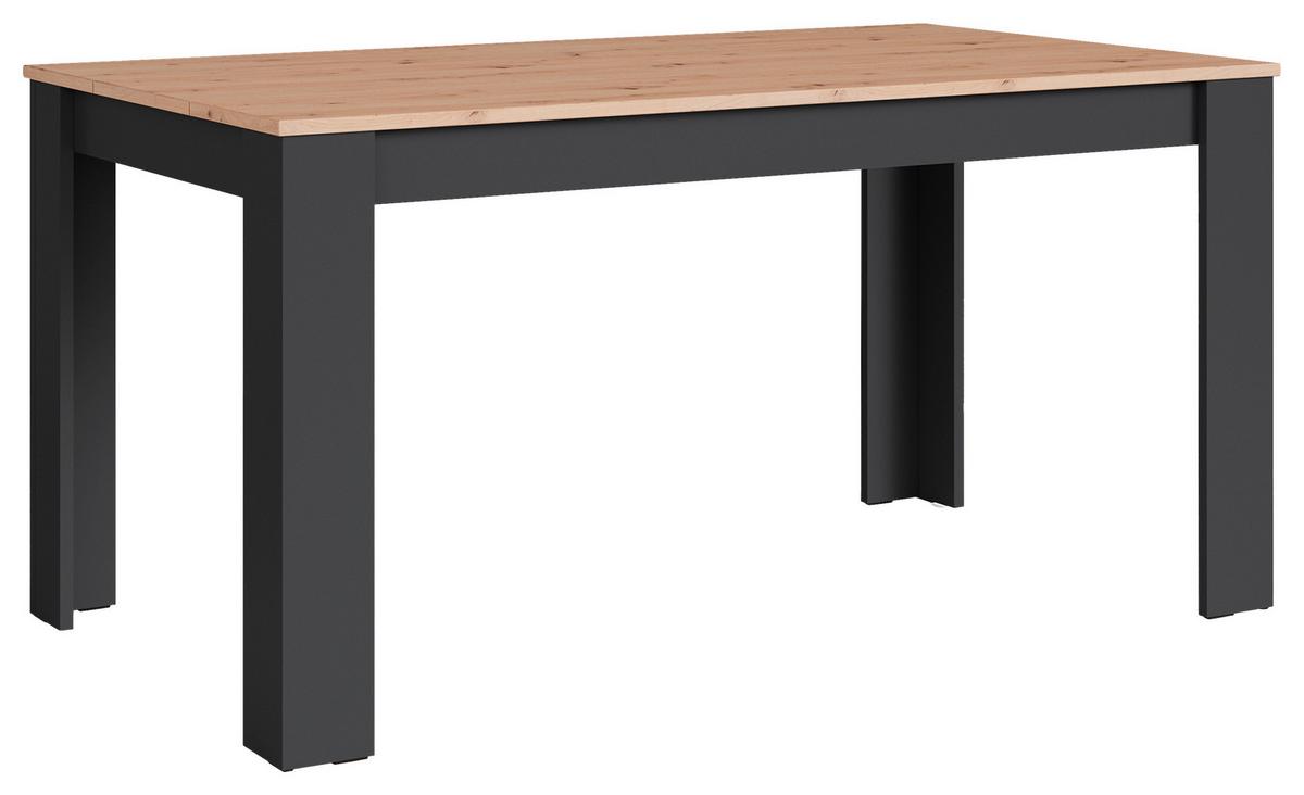 TISCHGRUPPE KIRA - Eichefarben/Schwarz, MODERN, Holzwerkstoff/Kunststoff - MID.YOU