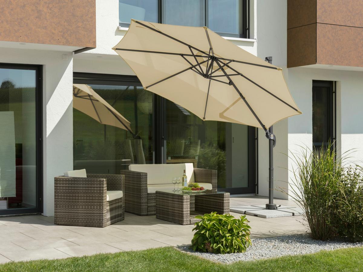 Ampelschirm Rhodos ca. 352x244 x300 cm Naturfarben - Anthrazit/Naturfarben, Basics, Textil/Metall (352/244/300cm) - Schneider