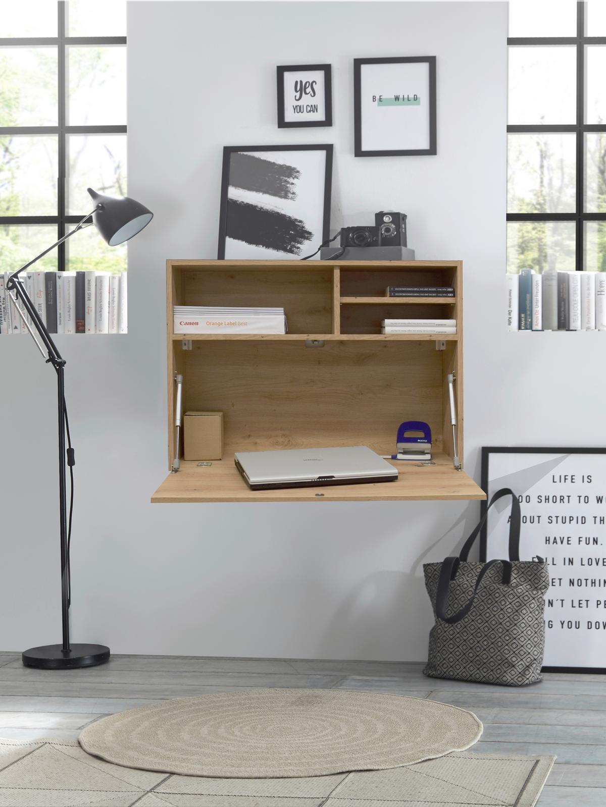 Raft pentru masa de birou Mister Office - culoare lemn stejar, Modern, material pe bază de lemn (80/58/25cm) - Modern Living