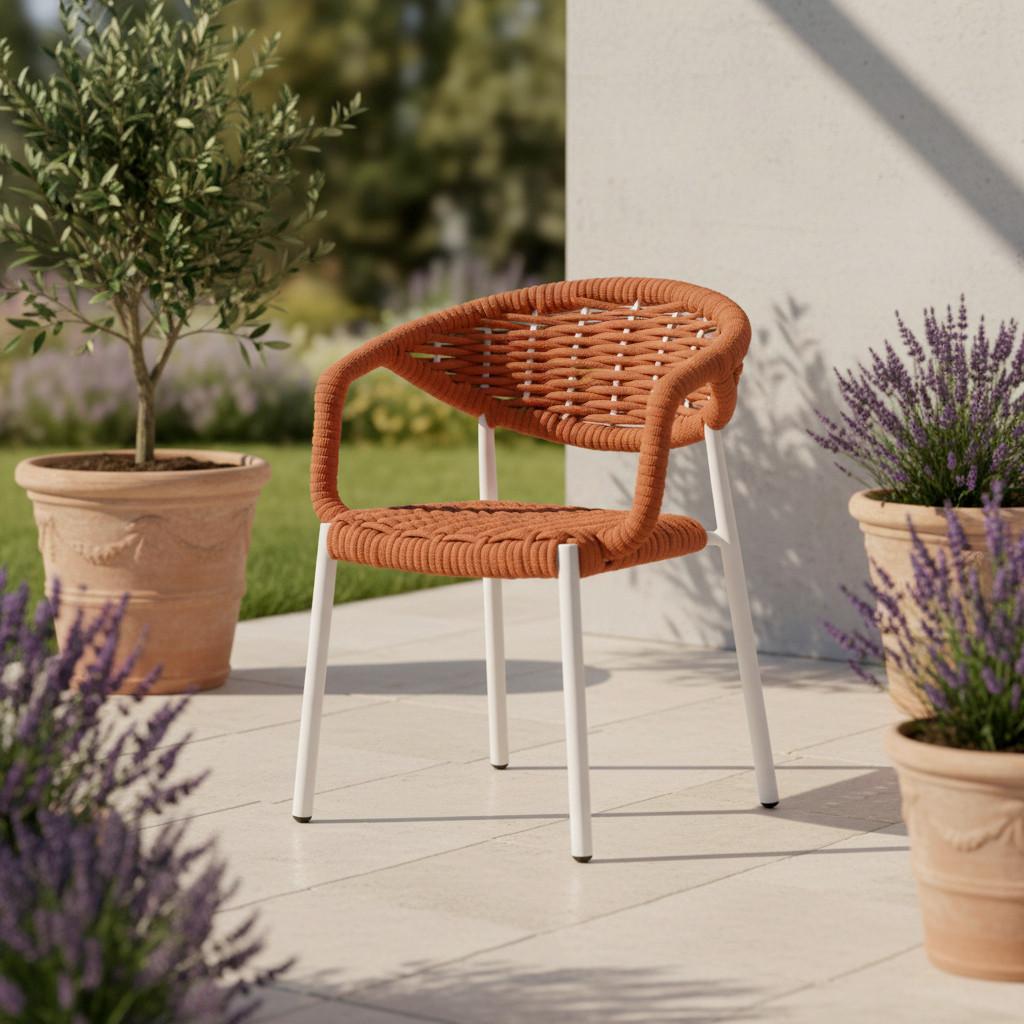 Gartensessel Antonia Orange/ Weiß Aluminium/Textil - Orange/Weiß, MODERN, Textil/Metall (58/76/59cm) - Bessagi Garden