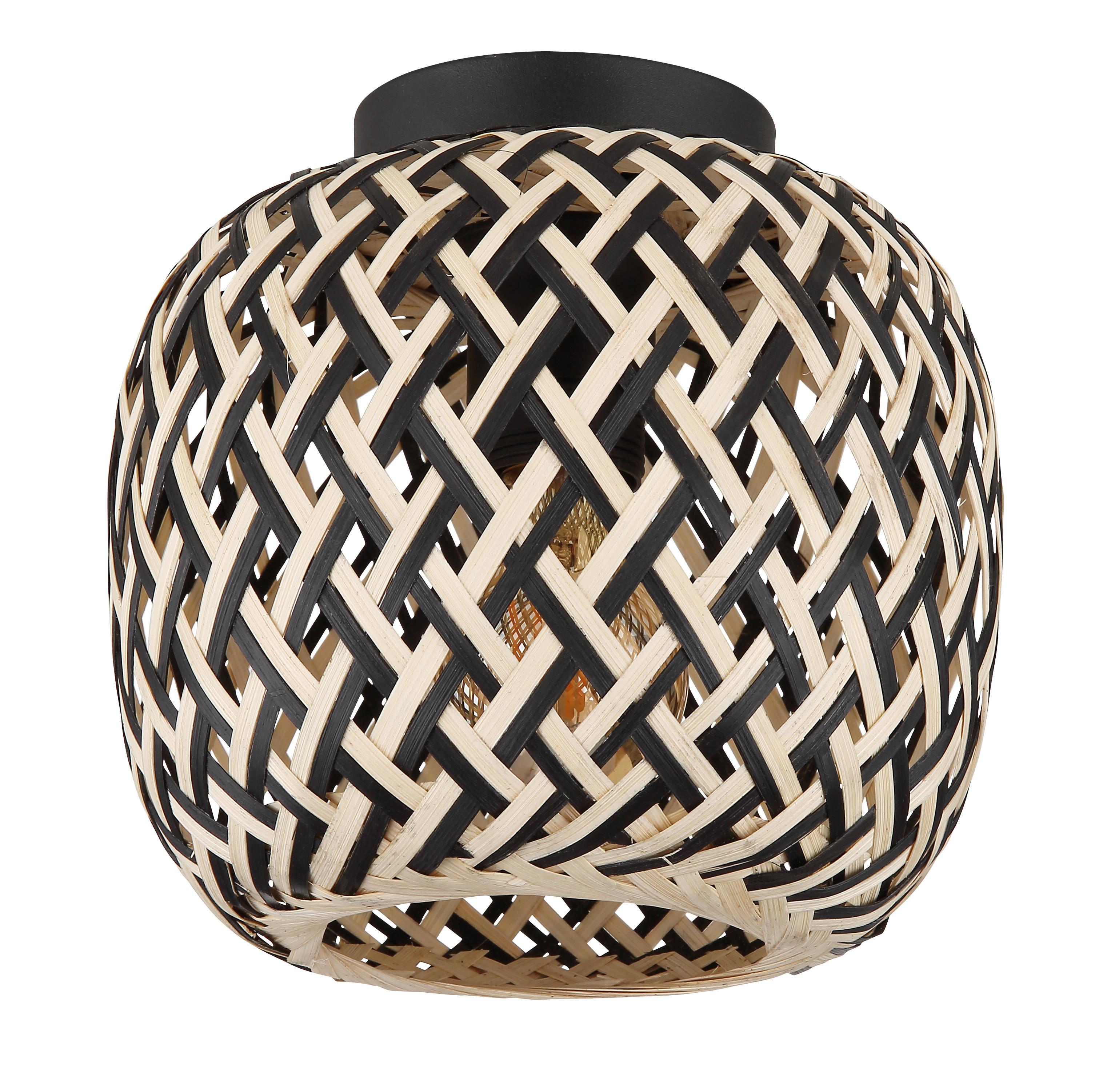 Deckenleuchte Colly Naturfarben/Schwarz max.15Watt - Schwarz/Naturfarben, Natur, Naturmaterialien/Metall (20/19,5/19,5cm) - Globo