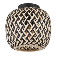 Deckenleuchte Colly Naturfarben/Schwarz max.15Watt - Schwarz/Naturfarben, Natur, Naturmaterialien/Metall (20/19,5/19,5cm) - Globo