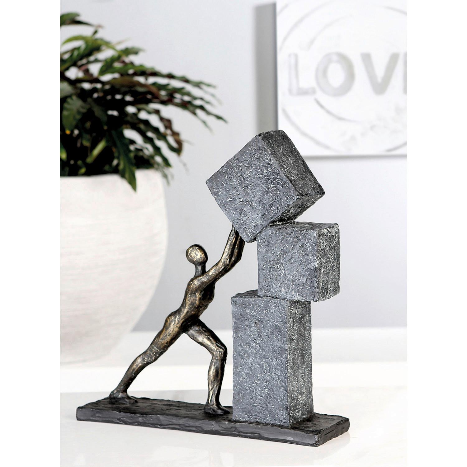 Skulptur Grau/Silberfarben - Silberfarben/Grau, Basics, Kunststoff (28/30,5/7cm)