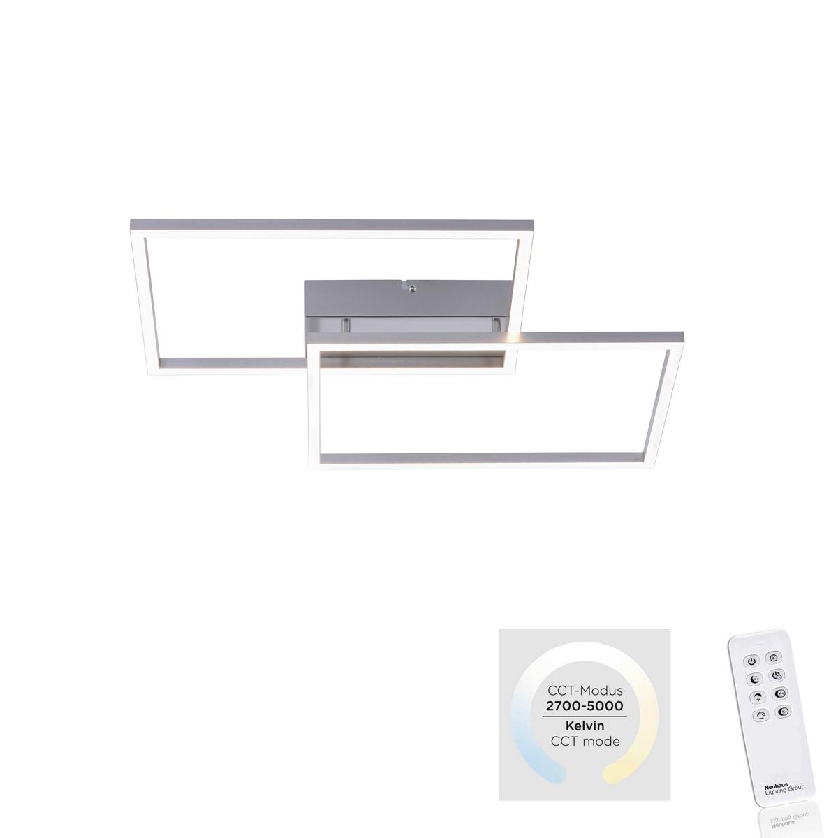 LED-Deckenleuchte Iven max. 43 Watt - Chromfarben/Alufarben, Design, Kunststoff/Metall (75,5/56,2/7cm)
