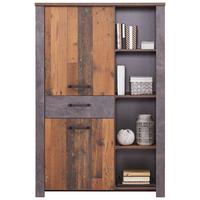 Vitrină Ontario - gri închis/culoare lemn stejar, Trend, material pe bază de lemn (105/159/41,5cm) - Modern Living