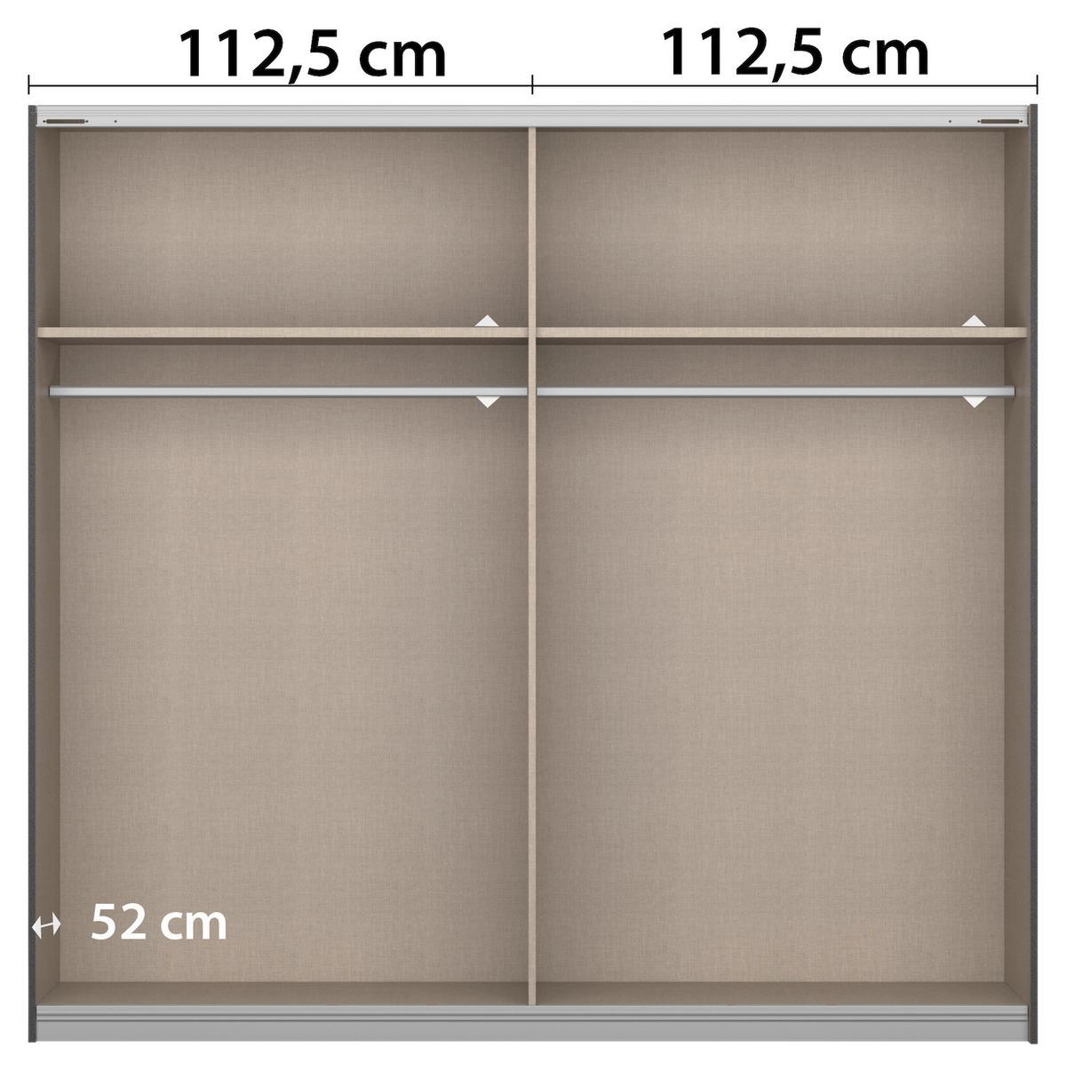 DULAP USI CULISANTE ARTEMIS - alb/antracit, Modern, sticlă/material pe bază de lemn (226/210/62cm) - Modern Living