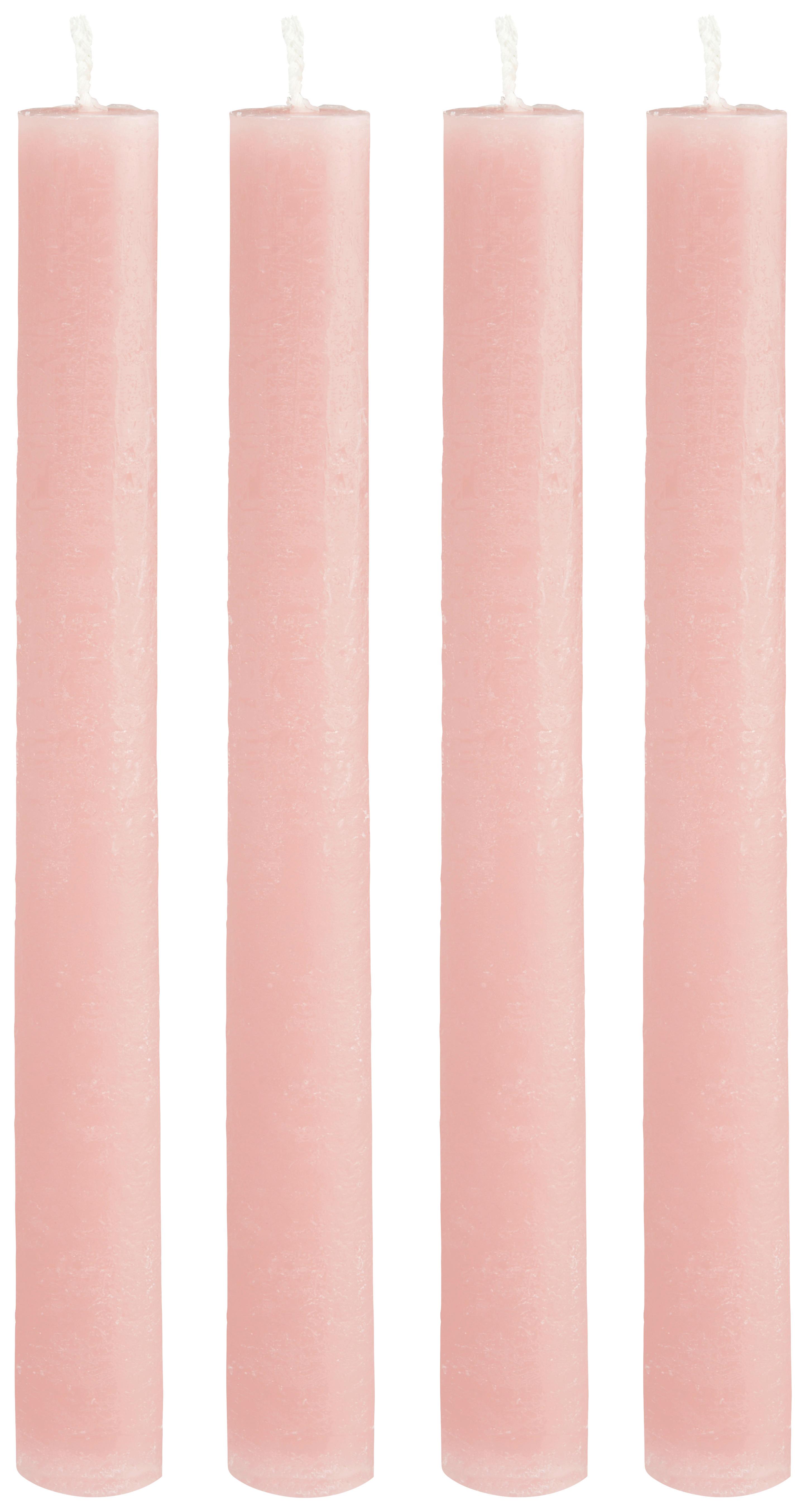 Stabkerze Melia in Hellrosa, 4-teilig - Hellrosa, Basics (2/20cm) - Modern Living