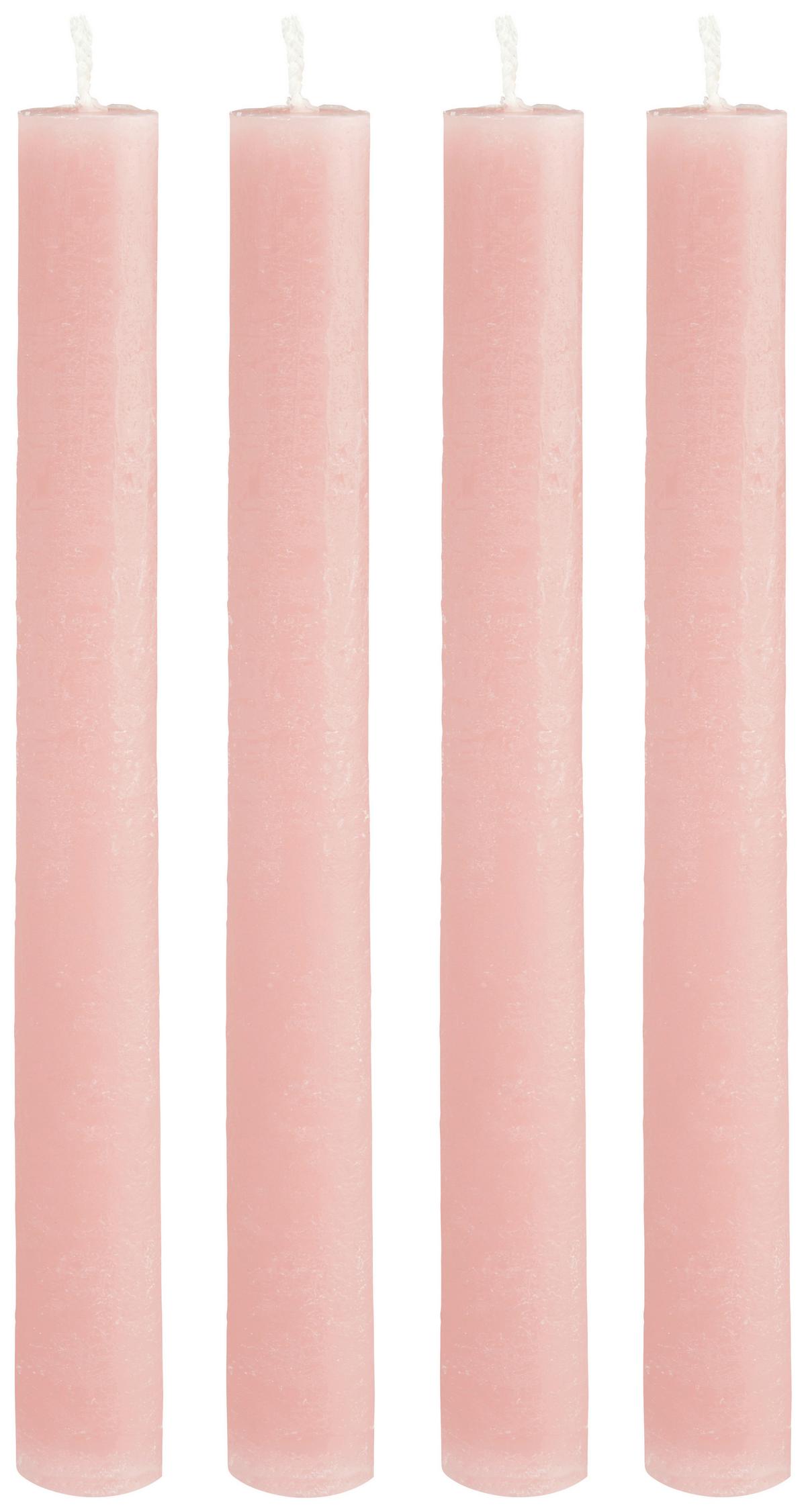 Stabkerze Melia in Hellrosa, 4-teilig - Hellrosa, Basics (2/20cm) - Modern Living