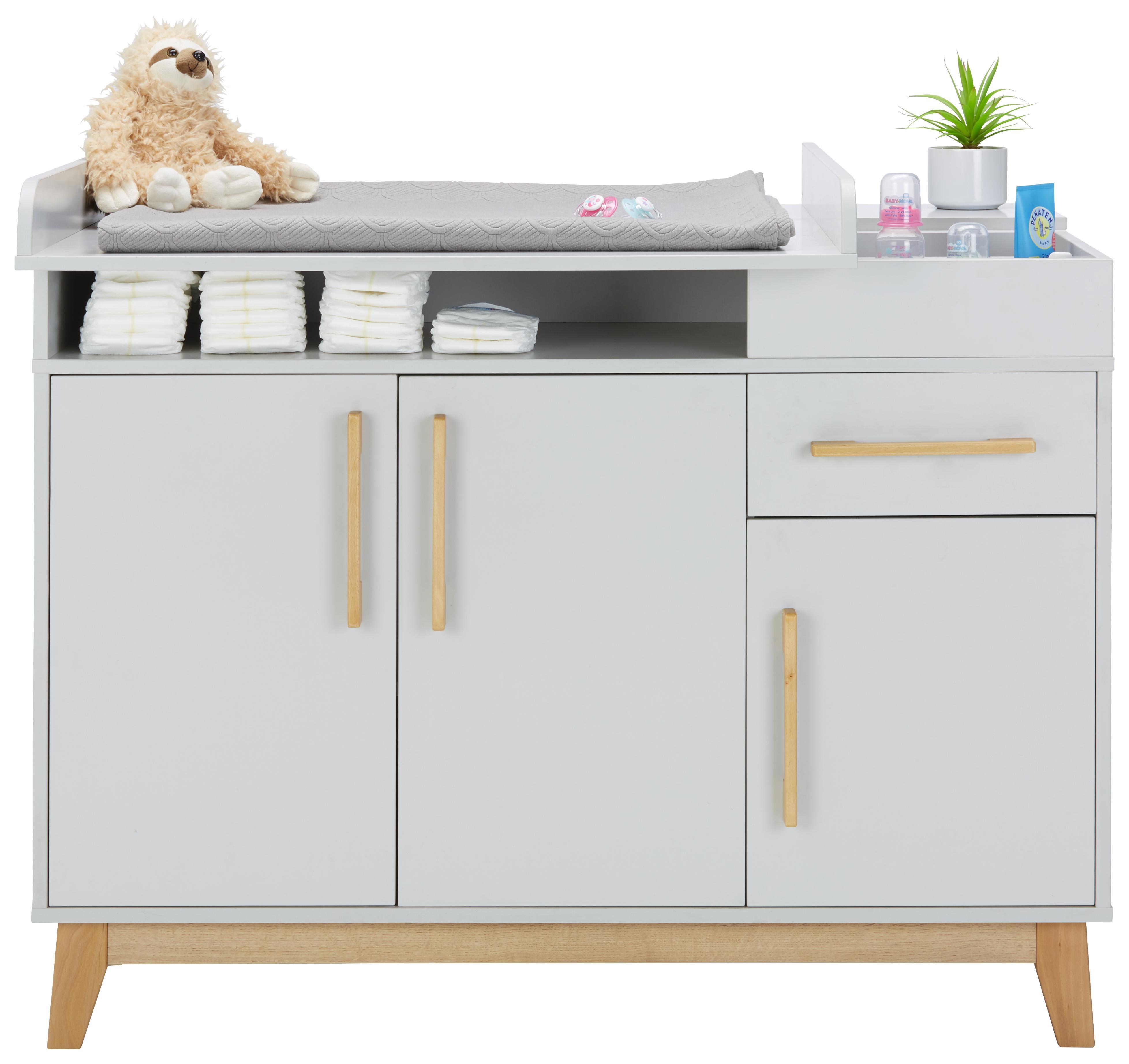 Wickelkommode in Hellgrau - Buchefarben/Hellgrau, KONVENTIONELL, Holzwerkstoff (117/100/75cm) - Premium Living