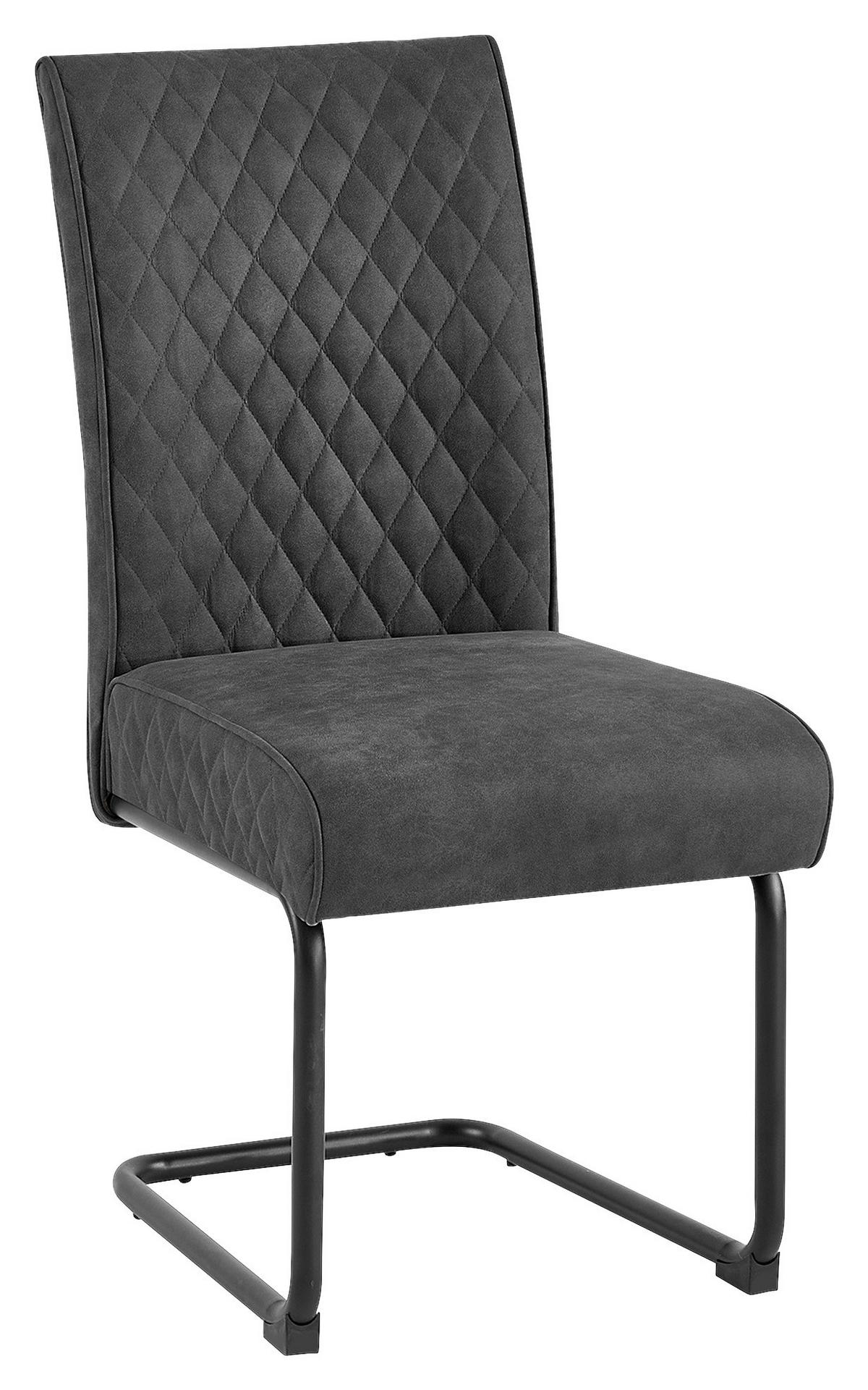 Schwingstuhl-Set Maria-XXL 2er-Set Anthrazit - Anthrazit/Schwarz, MODERN, Textil/Metall (45/95/60cm) - MID.YOU