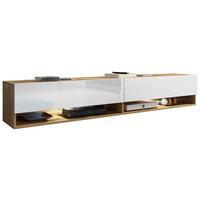 Nizka Omarica Lowa, Bela, Barva Hrasta, Led - hrast wotan/siva, Trendi, umetna masa/leseni material (180/30/32cm) - P & B