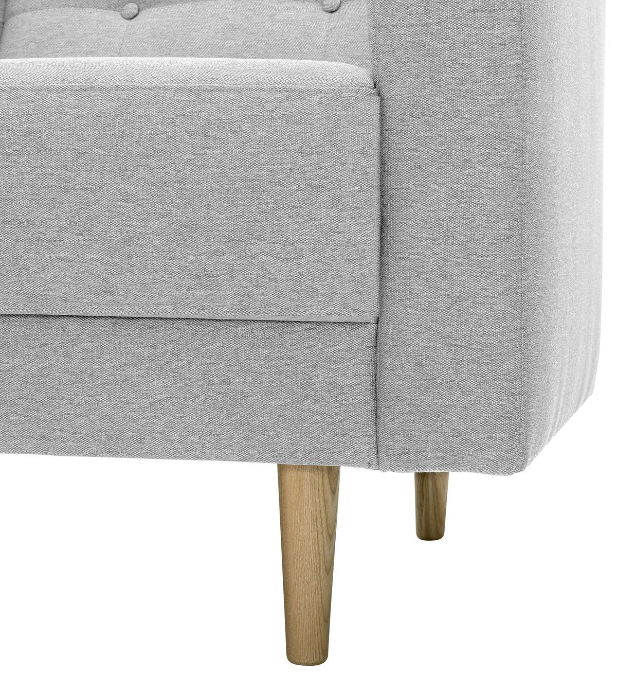 2-Sitzer-Sofa Jasmin Hellgrau Flachgewebe mit Schlaffunktion - Eschefarben/Hellgrau, MODERN, Holz/Textil (128/81cm) - Max Winzer
