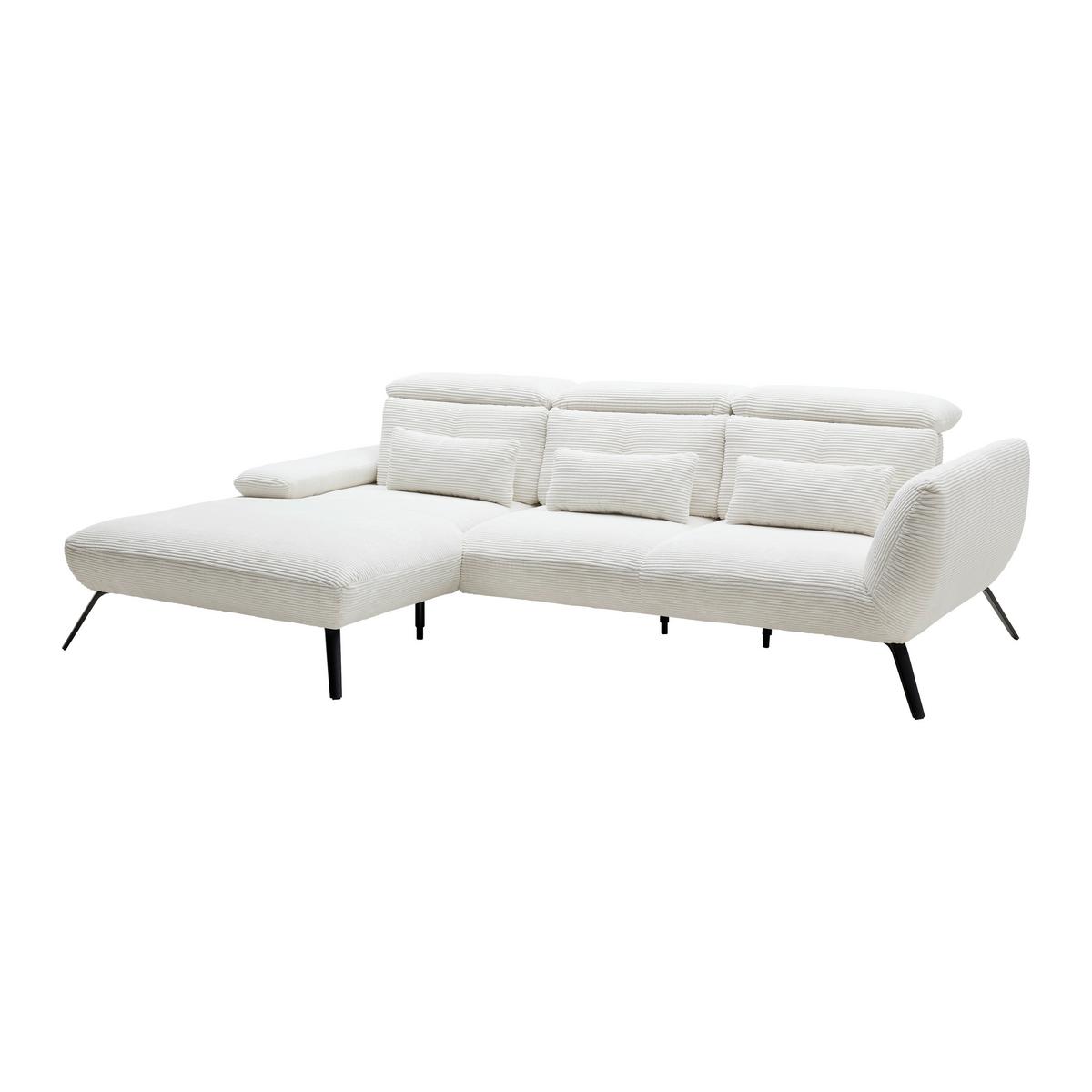 Wohnlandschaft Seattle Weiß - Weiss/Schwarz, Modern, Holzwerkstoff/Textil (196/301cm) - Premium Living