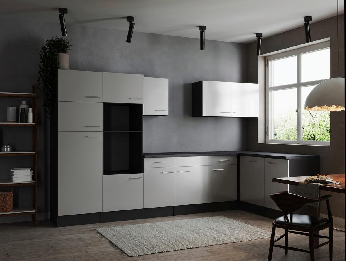 Kotna Kuhinja Brez Aparatov Oliver, 340x172cm - srebrne barve/siva, Design, kovina/leseni material (340/172cm) - Respekta