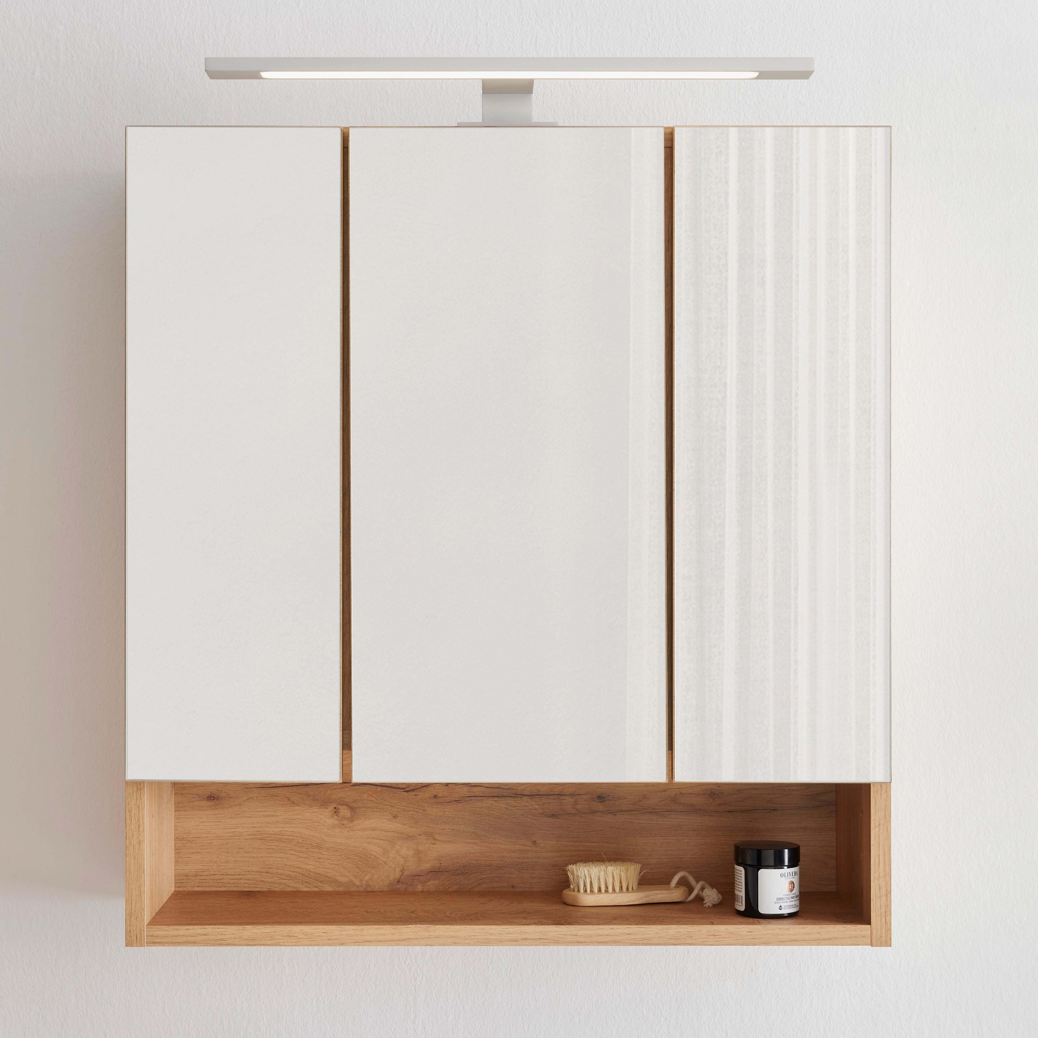 Spiegelschrank Jakarta Wotan Eiche - Eiche Wotan, Modern, Glas/Holzwerkstoff (60/64/20cm) - Mömax