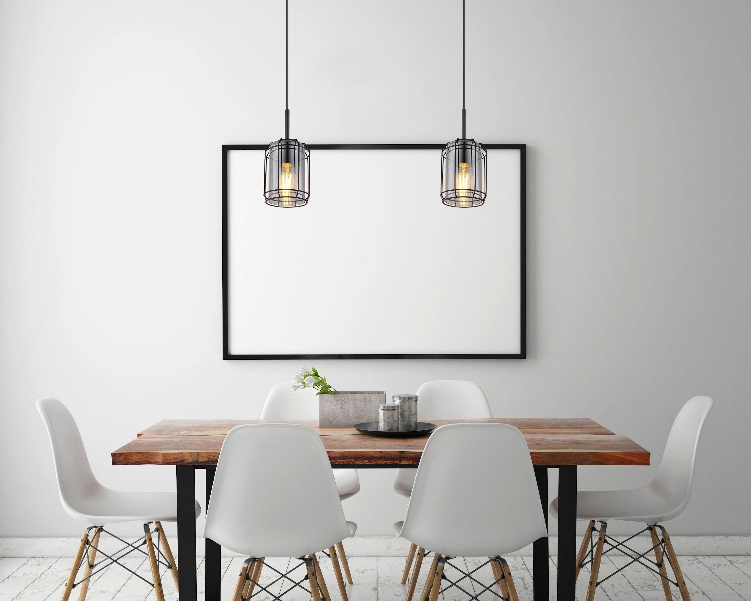 Hängeleuhte Kammi Schwarz max. 60 Watt - Schwarz, MODERN, Glas/Metall (13/120cm) - Globo