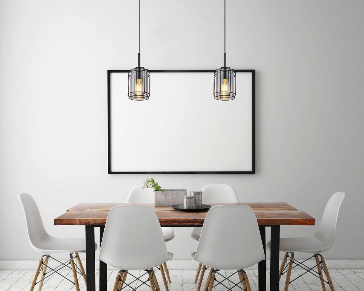 Hängeleuhte Kammi Schwarz max. 60 Watt - Schwarz, MODERN, Glas/Metall (13/120cm) - Globo