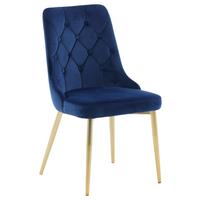 STUHL-SET VELVET DELUXE - Blau/Goldfarben, Design, Kunststoff/Textil (50/88.5/66cm) - Livetastic