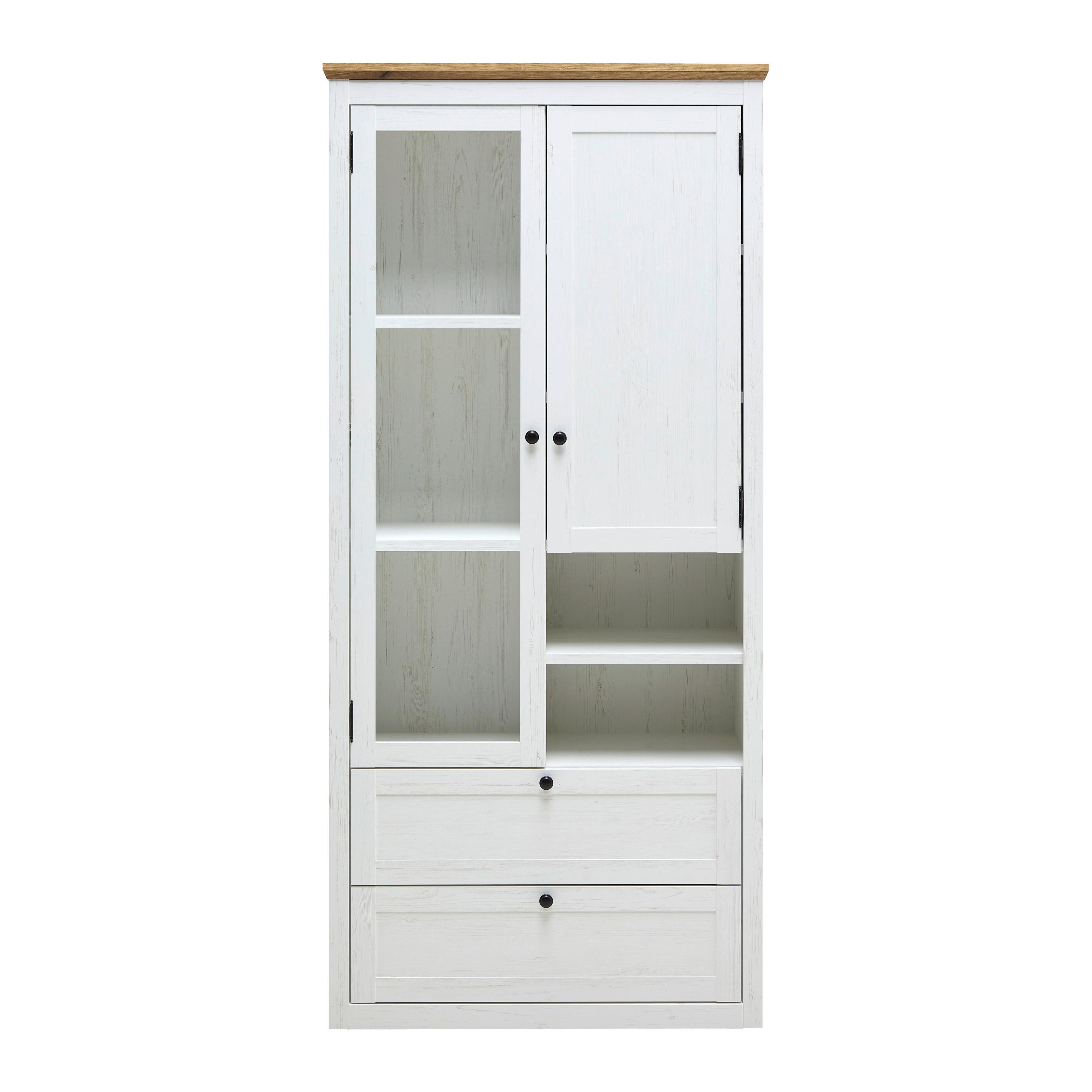 VITRINSKÅP KORSIKA -EXKLUSIV- - vit/svart, Romantik / Lanthus, metall/trämaterial (90/195/43cm) - Mömax