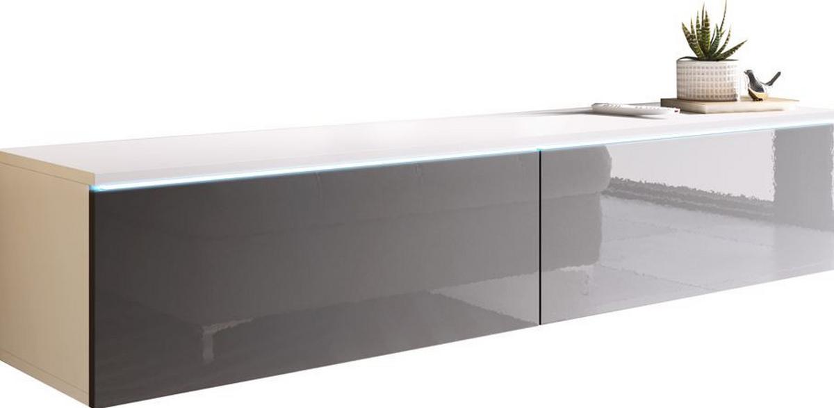 Nizka Omarica Lowa, Bela, Siva, Led - siva/bela, Trendi, umetna masa/leseni material (140/30/33cm) - P & B