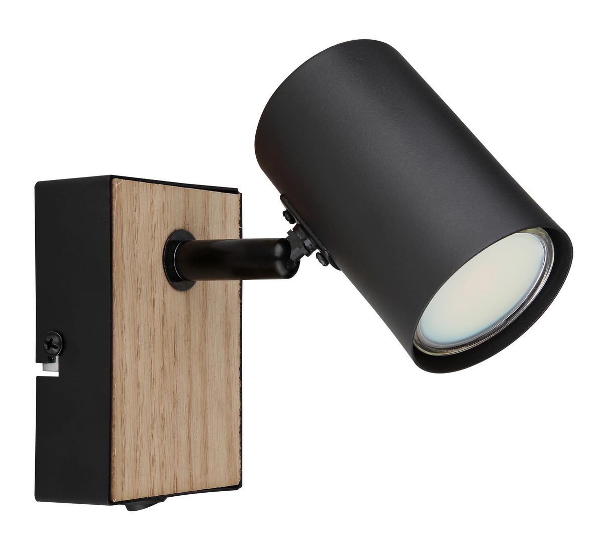 LAMPA REFLEKTOROWA GRAND *SBN* - czarny, Basics, metal/drewno (13,5/7/10cm) - Novel