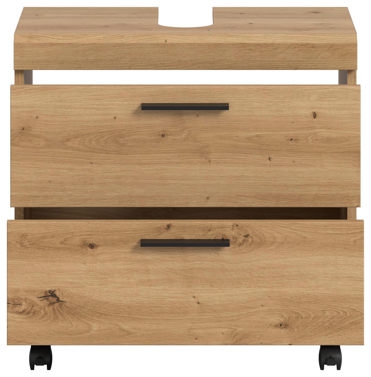 Waschbeckenunterschrank Scout Eiche Artisan - Schwarz/Eiche Artisan, Trend, Holzwerkstoff/Kunststoff (60/60/34cm) - MID.YOU