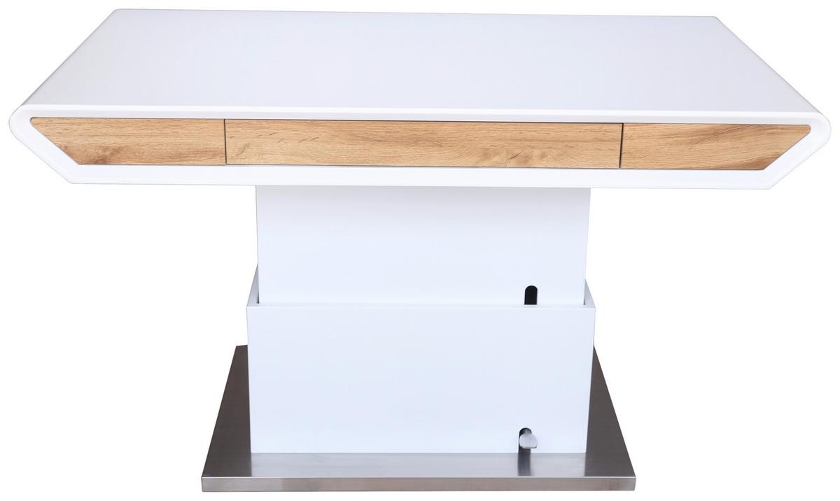 STOLIK KAWOWY TOLA - kolor dębowy/biały, Design, materiał drewnopochodny/metal (130/70/49,5-77,5cm) - Livetastic