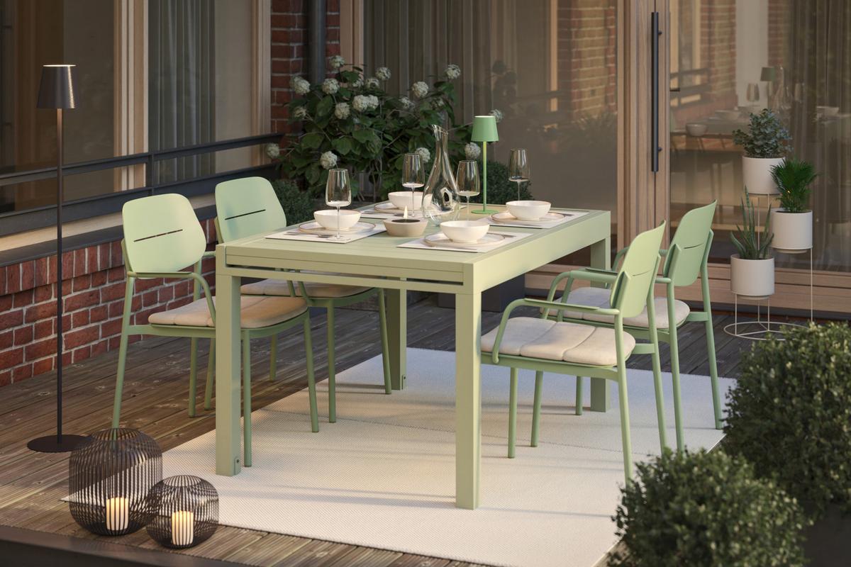 Gartentisch Verde Salbeigrün Aluminium - Salbeigrün, MODERN, Metall (270/76/90cm) - Mömax