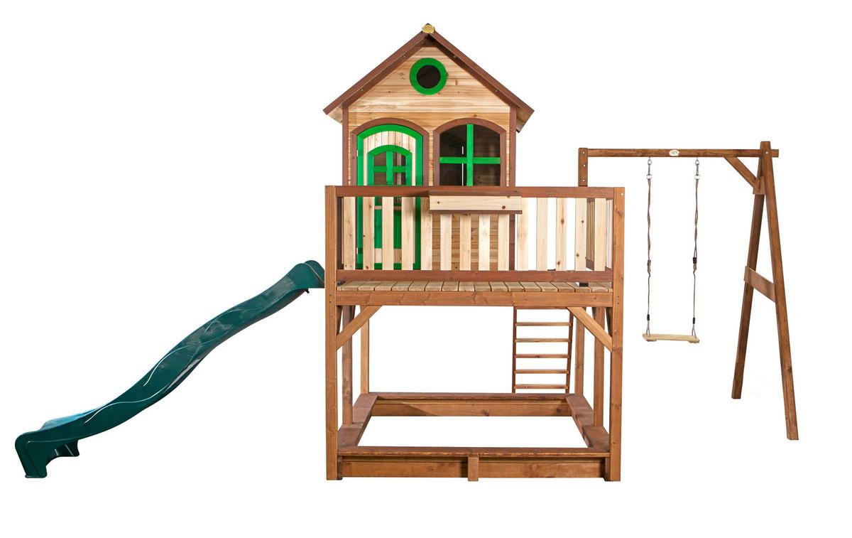 Spielturm Liam aus Zedernholz - Braun/Grün, Basics, Holz/Kunststoff (541/291/277cm) - Ambia Garden