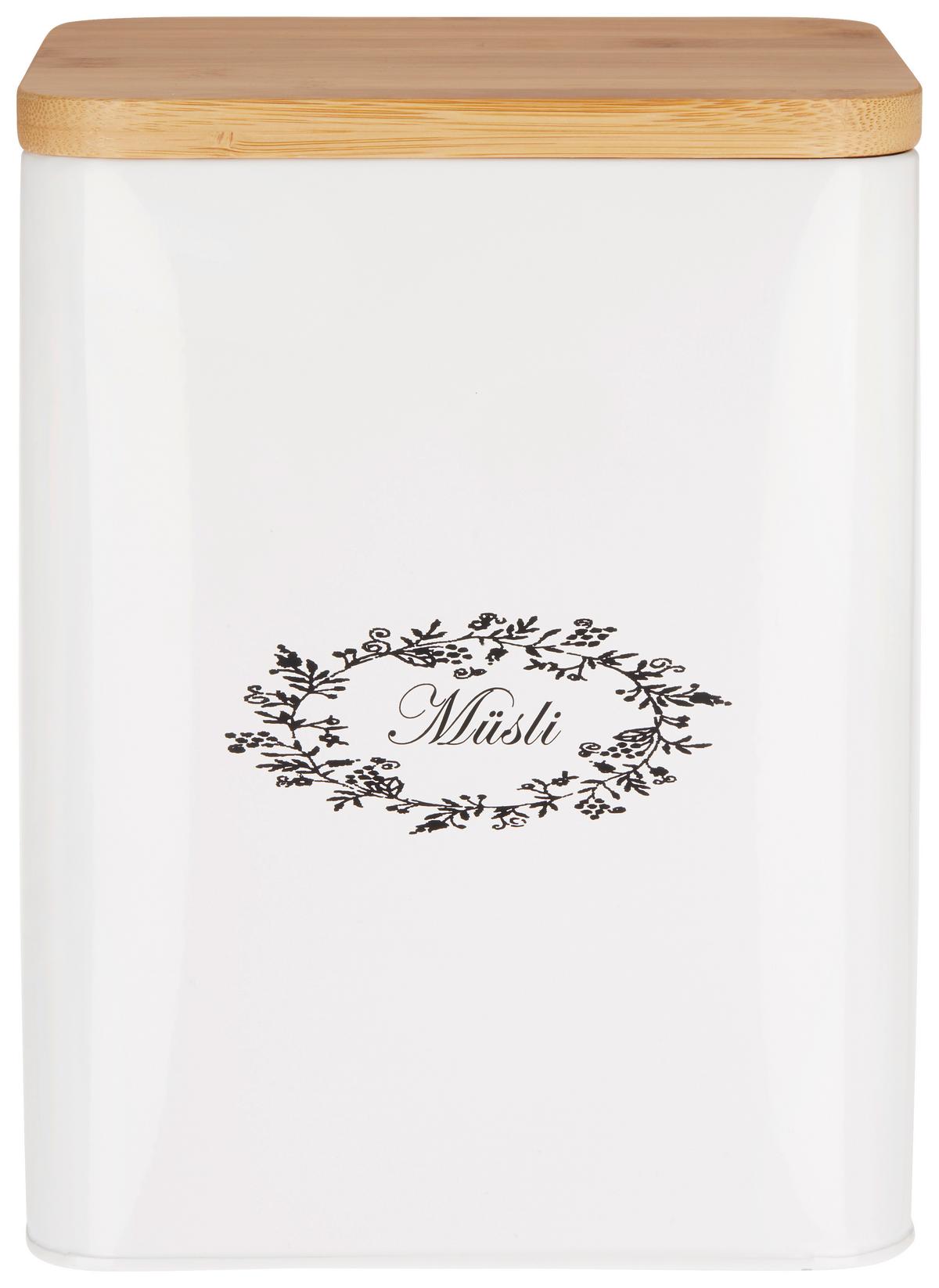 Box mit Deckel Lore in Weiss ca. 5l - Weiss/Naturfarben, Romantik / Landhaus, Holz/Metall (18/15,5/23cm) - Zandiara