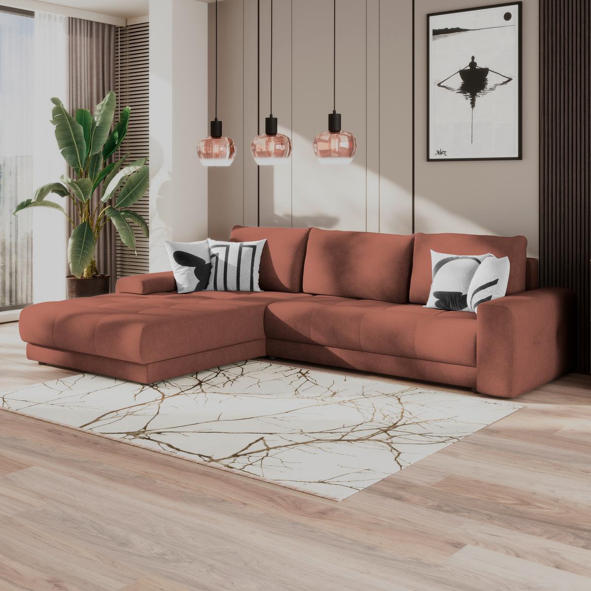 Kutna Garnitura Adria - boje hrđe, Trend, tekstil (213/308cm) - Luca Bessoni