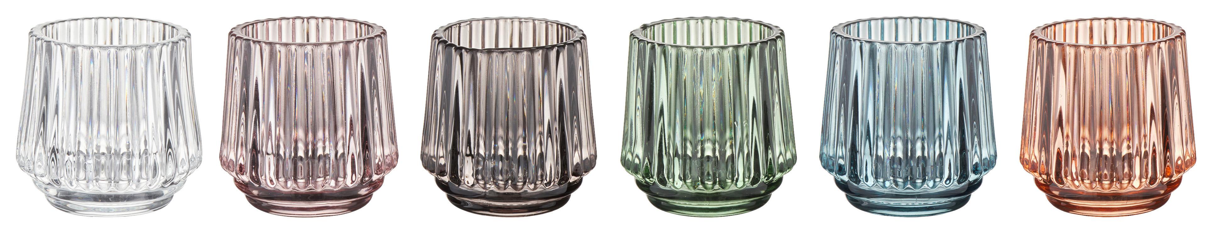 Windlicht Tiago diverse Farben - Blau/Klar, KONVENTIONELL, Glas (7/7cm) - Mömax