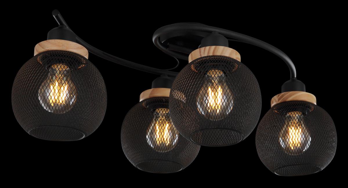Deckenleuchte Pablo max. 40 Watt - Schwarz/Braun, MODERN, Holz/Metall (60/35/22cm)