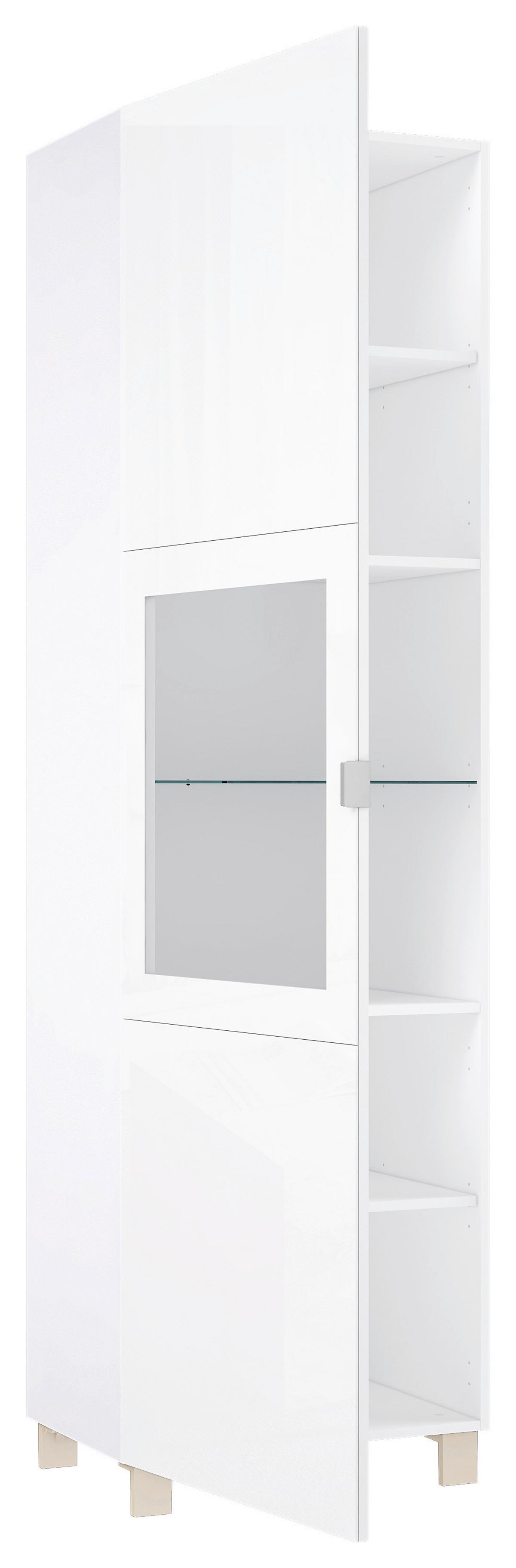 Vitrina Poole, bela - barve nerjavečega jekla/barve šampanjca, Design, kovina/umetna masa (60/203,5/41,5cm) - Hom`in