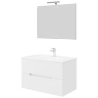 Fürdőszoba Szett Iris - magasfényű fehér/fehér, Design, faalapú anyag (80/47/53cm)