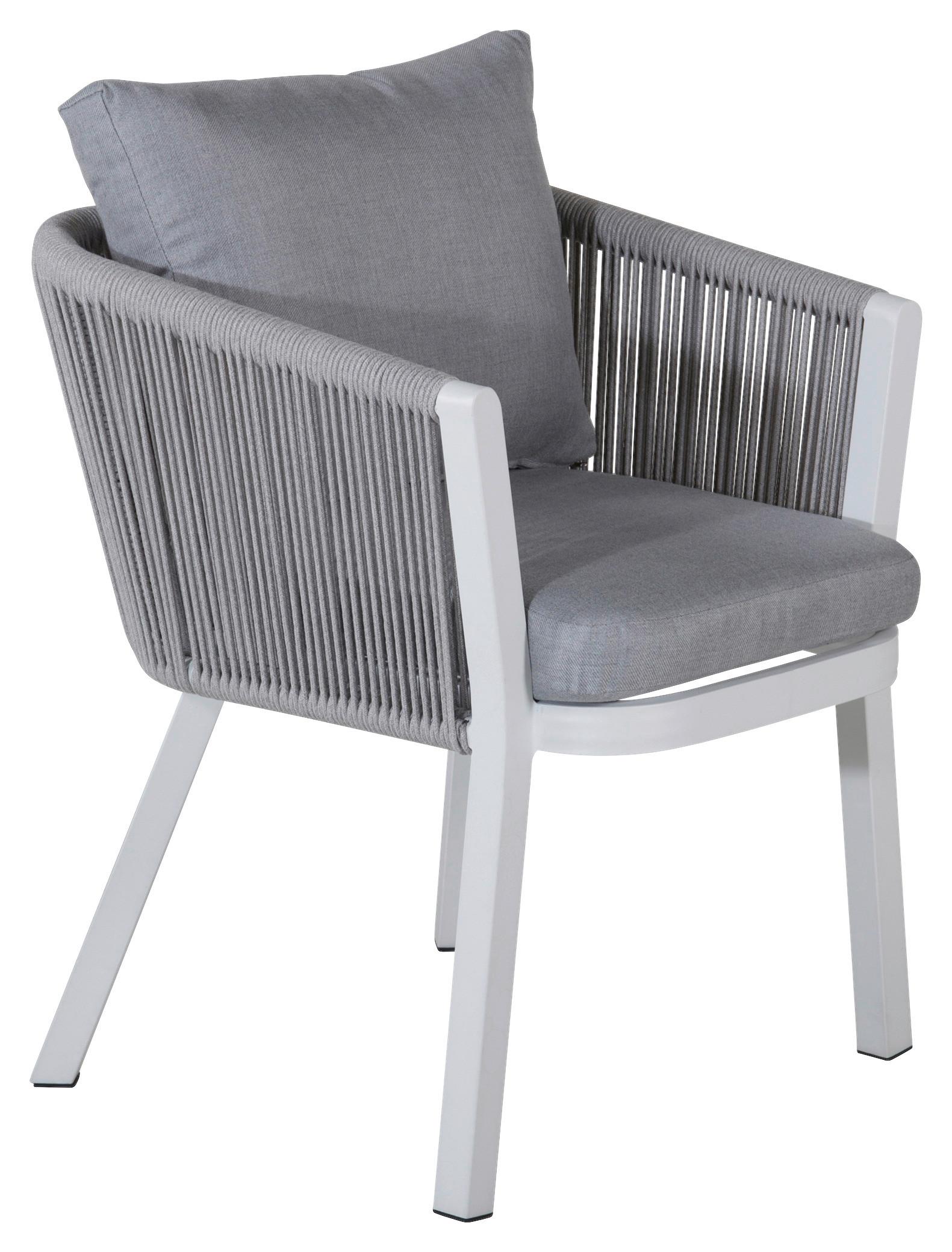 GARTENSTUHL-SET VIRYA - Weiß/Grau, KONVENTIONELL, Textil/Metall (60/73/63cm) - Gardenson